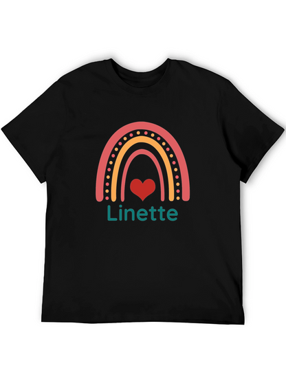 Linette Rainbow Heart Graphic Black T-Shirt