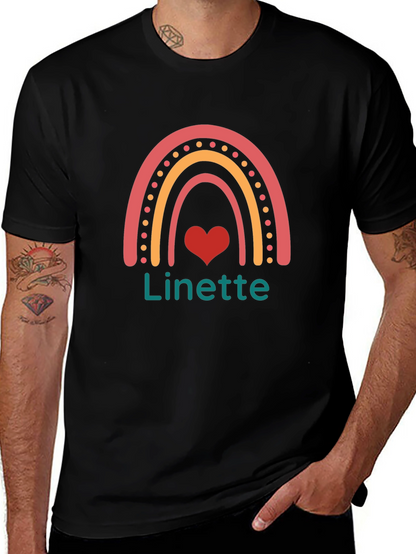 Linette Rainbow Heart Graphic Black T-Shirt