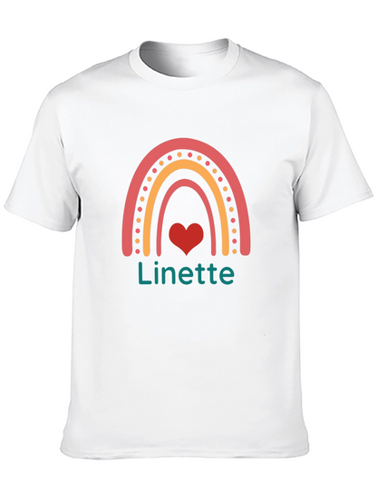 Linette Rainbow Heart Graphic Black T-Shirt