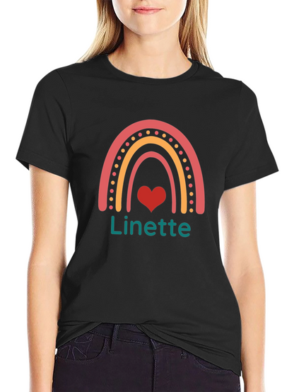 Linette Rainbow Heart Graphic Black T-Shirt
