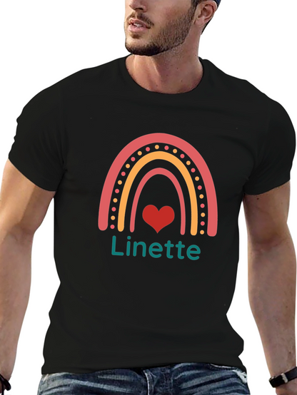 Linette Rainbow Heart Graphic Black T-Shirt