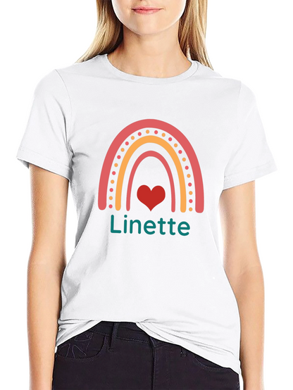 Linette Rainbow Heart Graphic Black T-Shirt