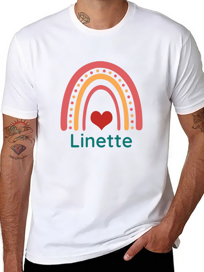 Linette Rainbow Heart Graphic Black T-Shirt