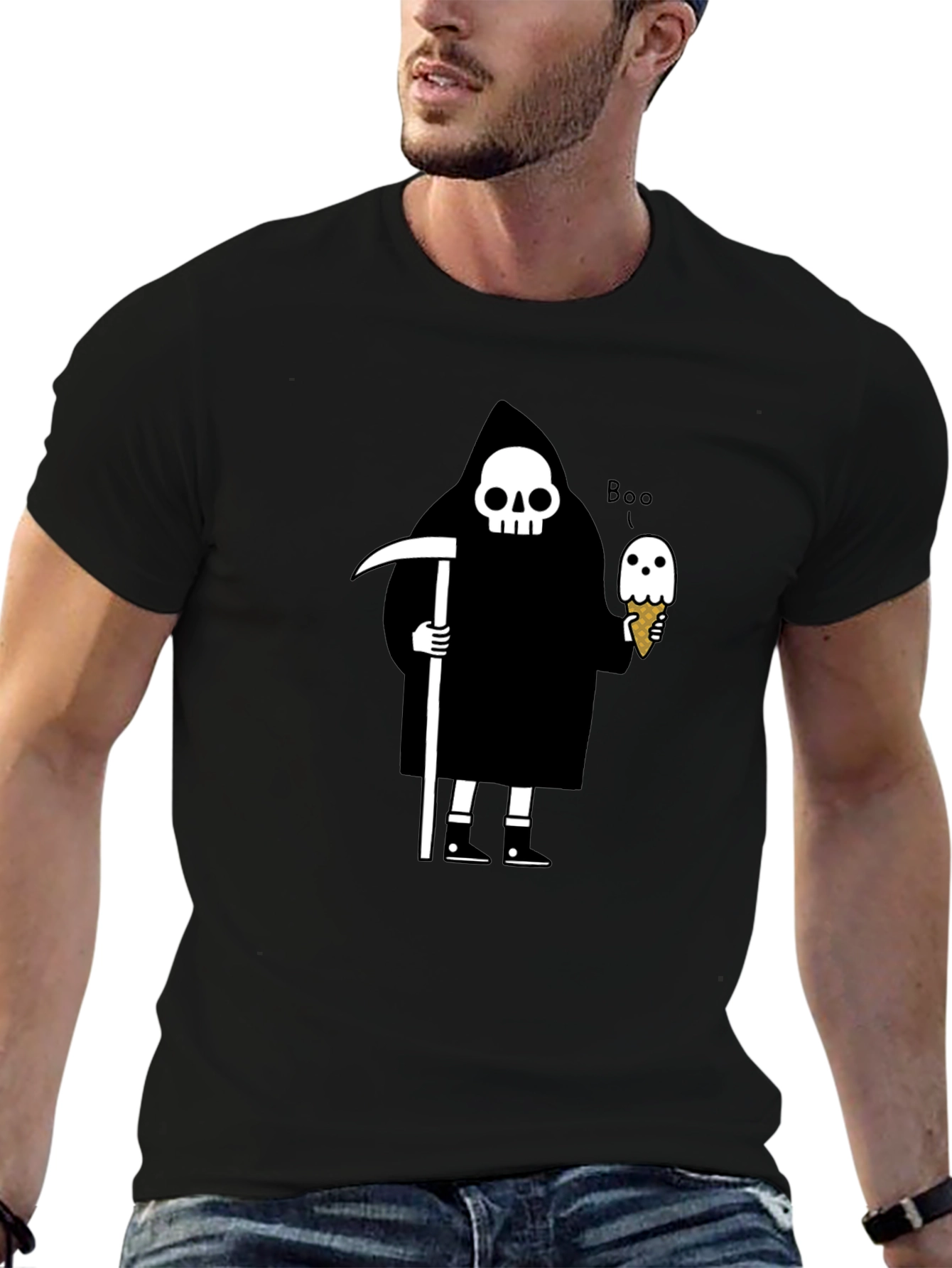 Grim Reaper Ice Cream T-Shirt - Funny Halloween Tee