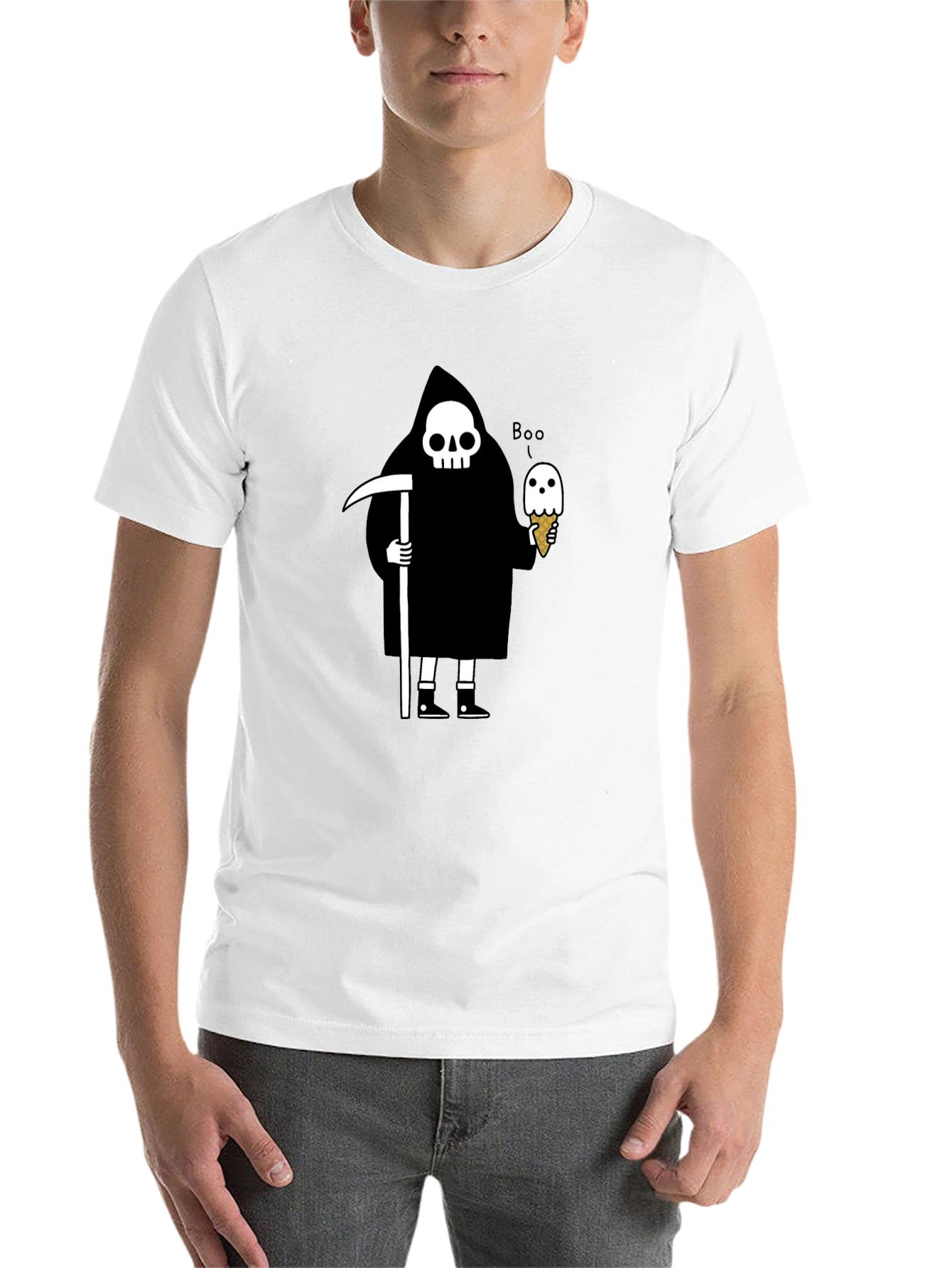 Grim Reaper Ice Cream T-Shirt - Funny Halloween Tee