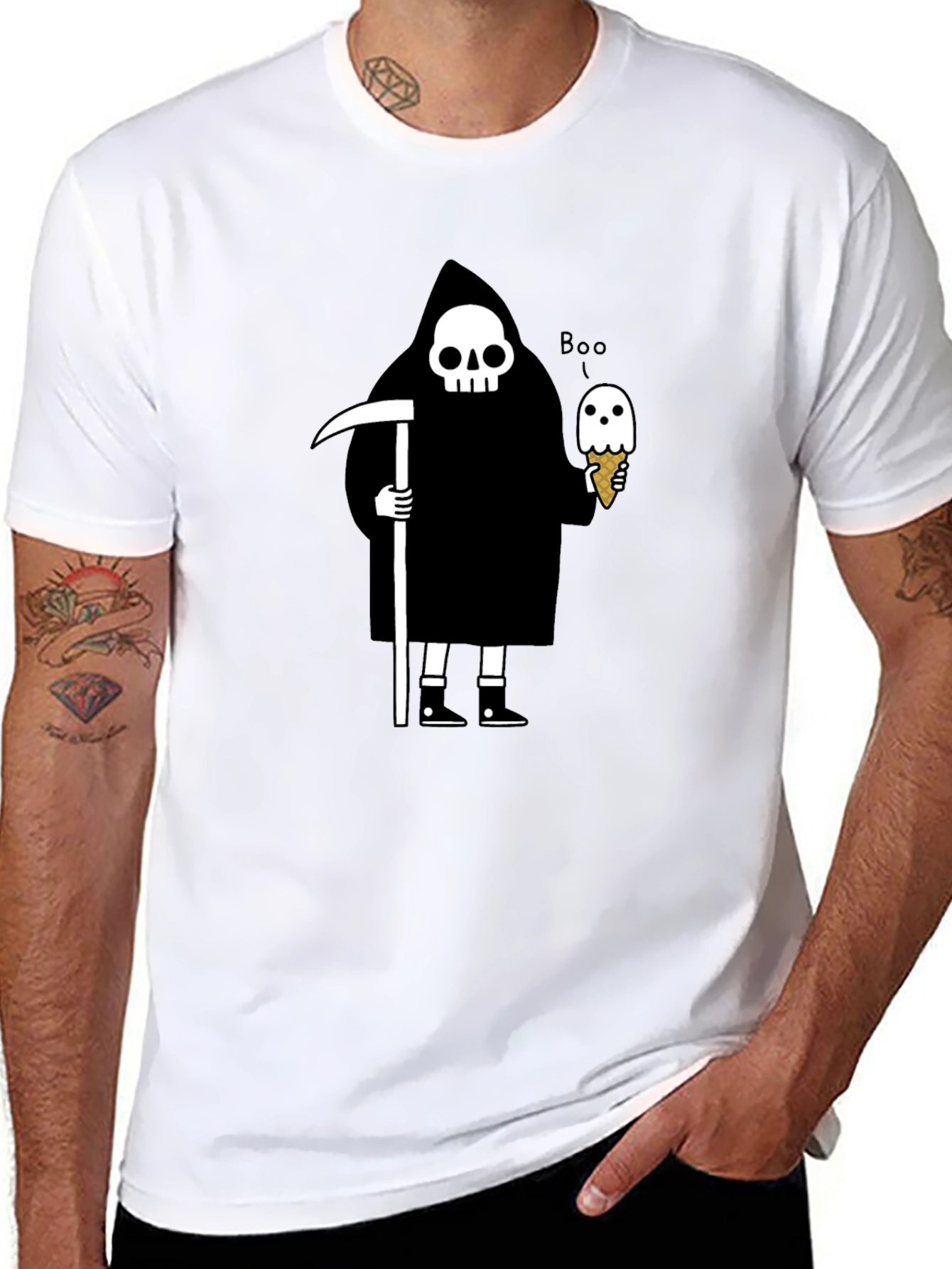 Grim Reaper Ice Cream T-Shirt - Funny Halloween Tee