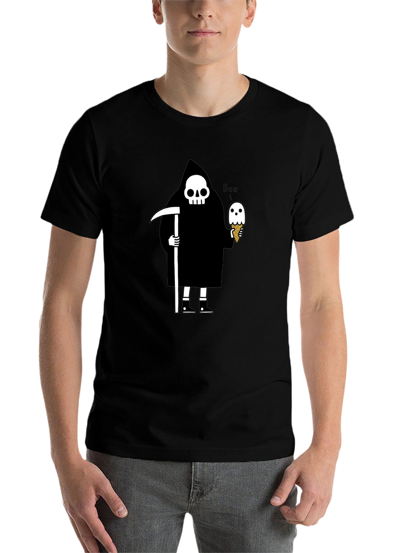 Grim Reaper Ice Cream T-Shirt - Funny Halloween Tee