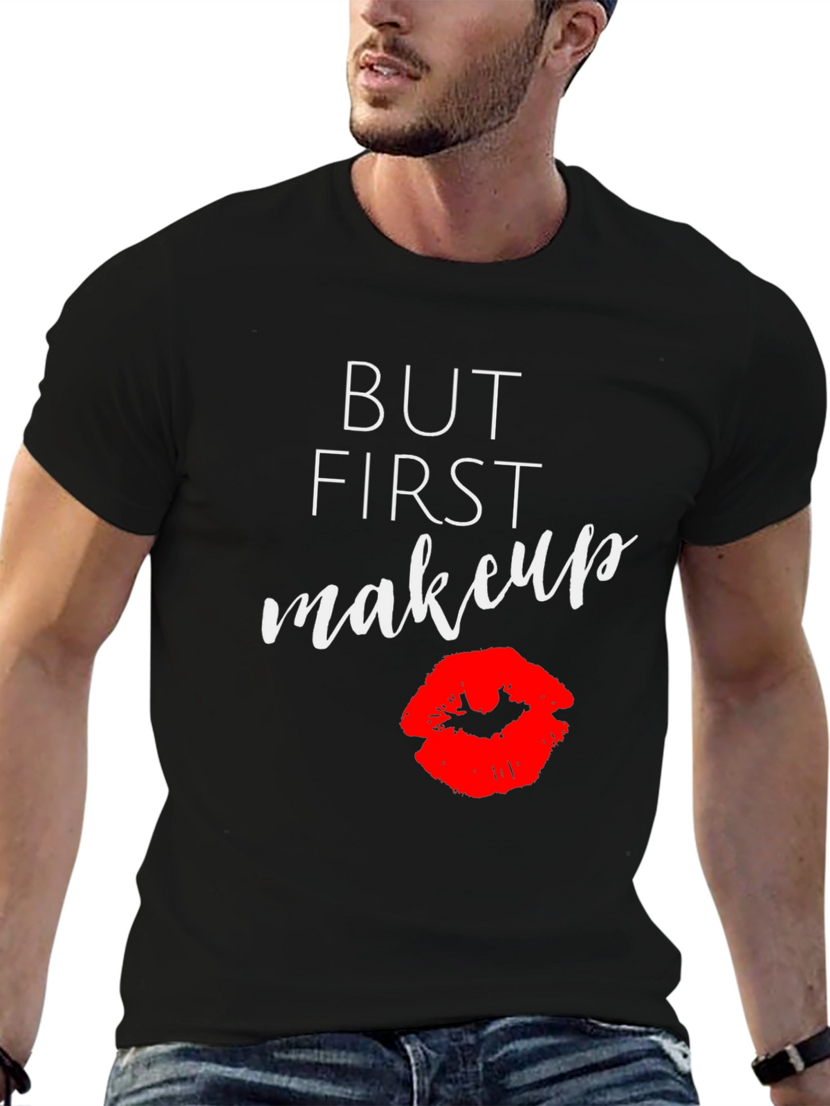 But First Makeup Graphic Tee - Black T-Shirt