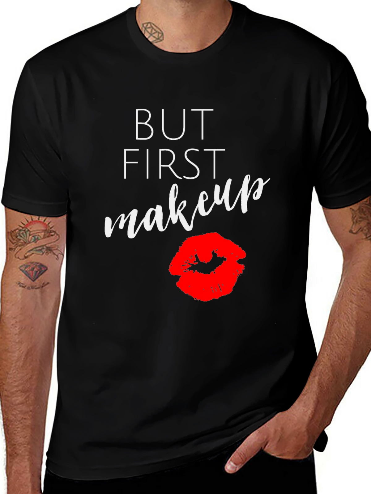 But First Makeup Graphic Tee - Black T-Shirt