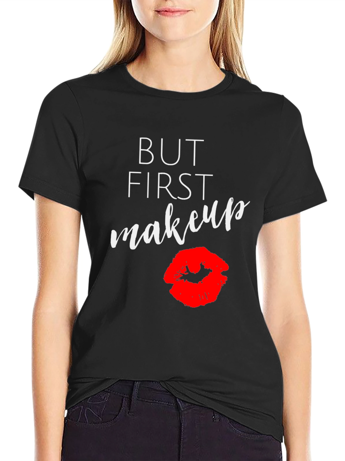 But First Makeup Graphic Tee - Black T-Shirt