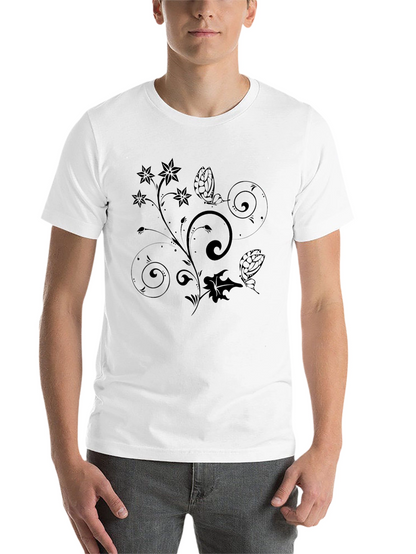Floral Scrollwork Black T-Shirt