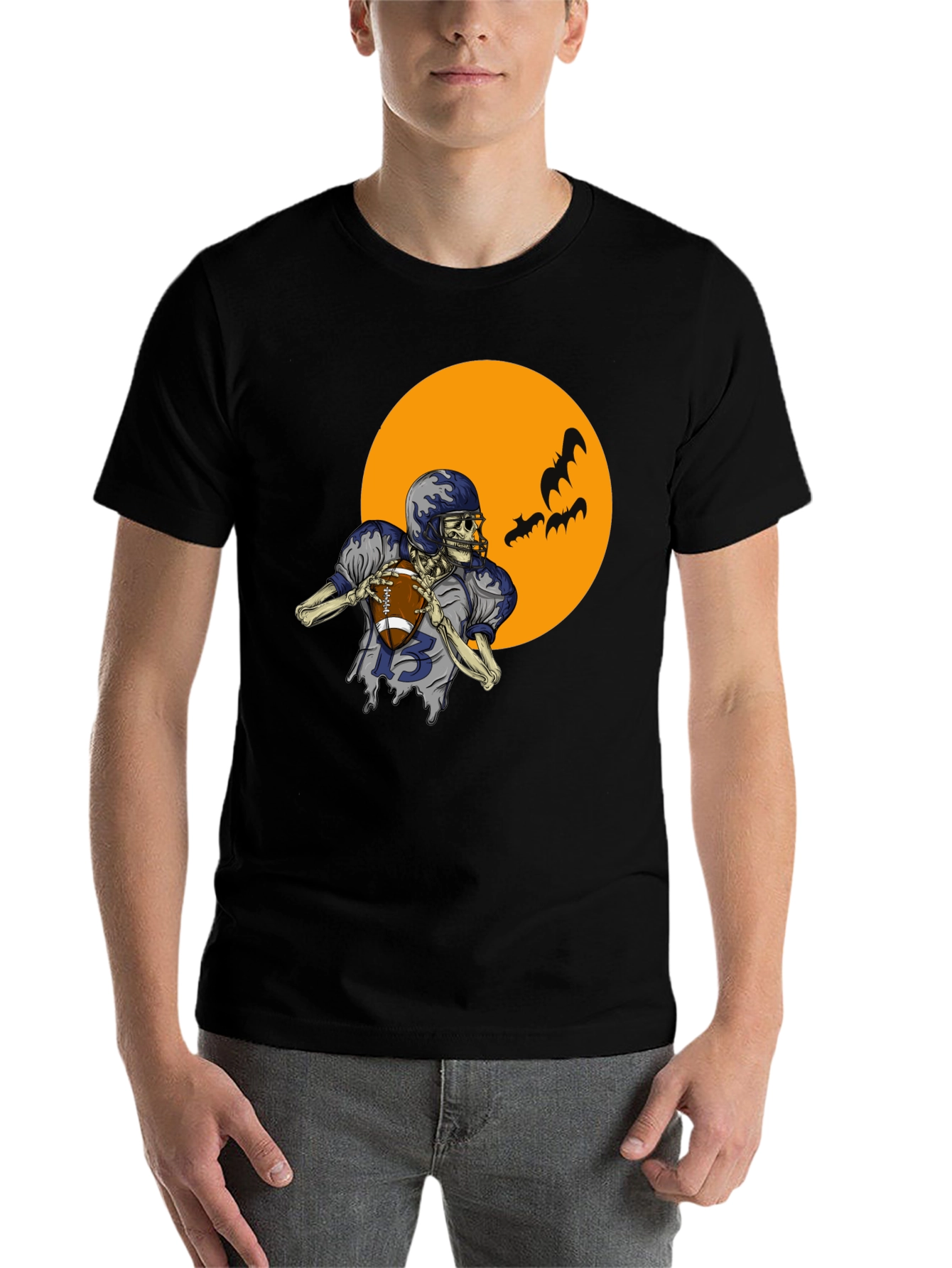Skeleton Football Player Graphic Tee