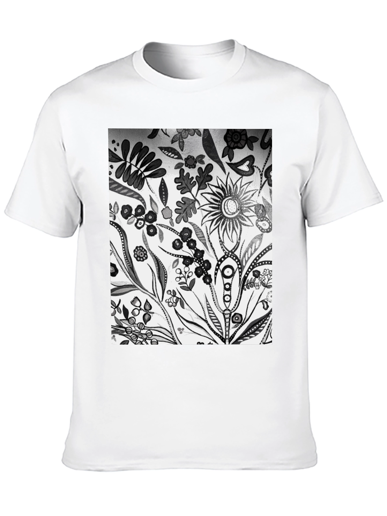 Floral Pattern Black Graphic Tee