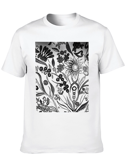 Floral Pattern Black Graphic Tee