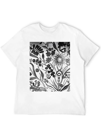 Floral Pattern Black Graphic Tee