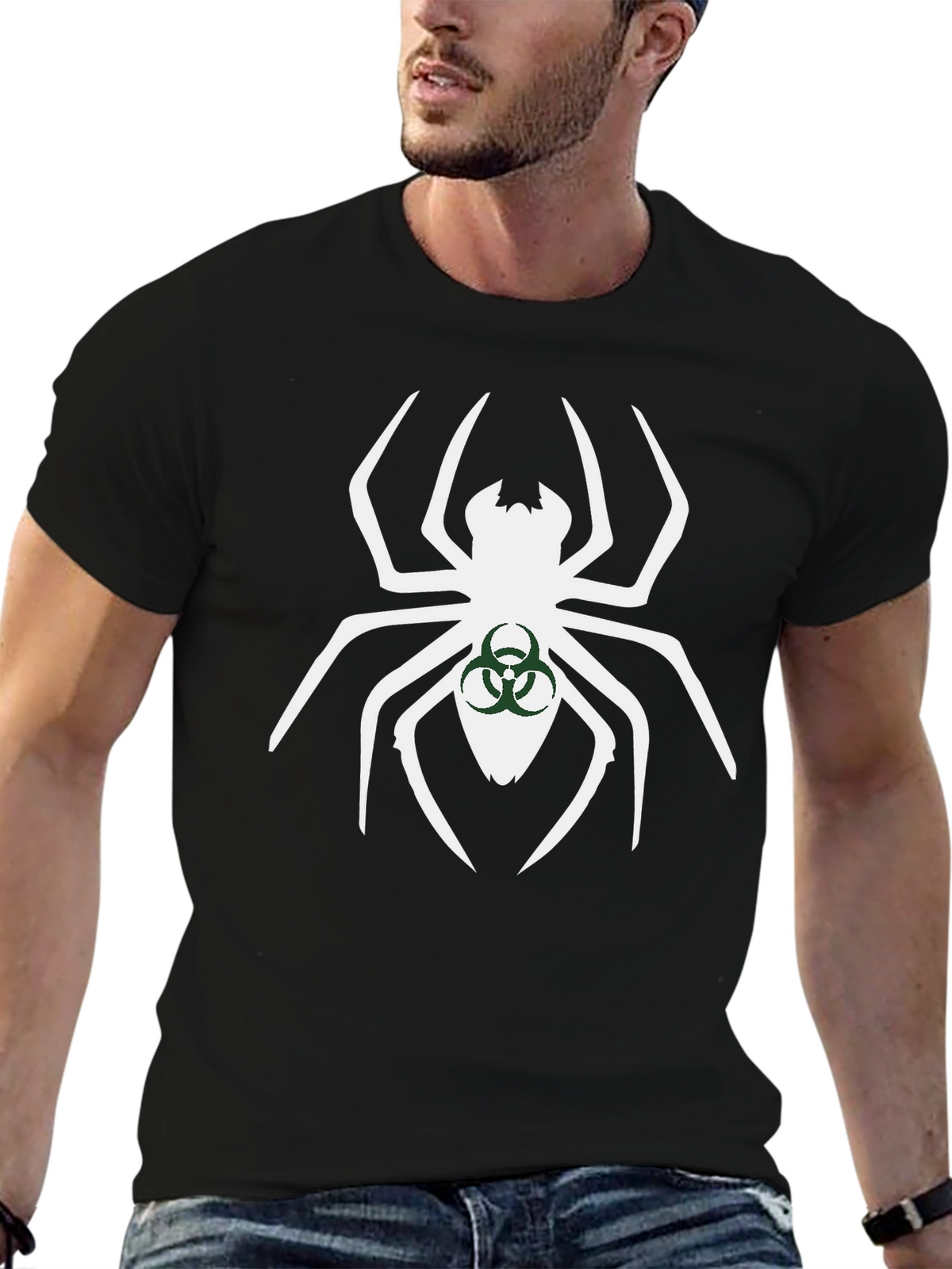 Biohazard Spider Graphic Tee - Black