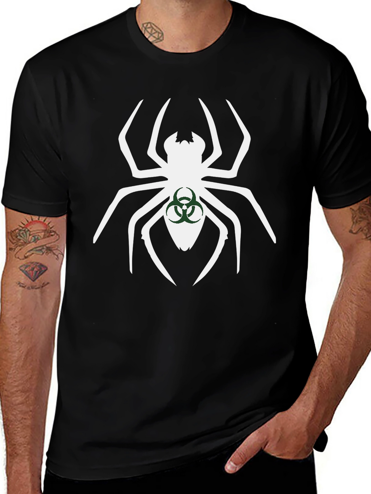 Biohazard Spider Graphic Tee - Black