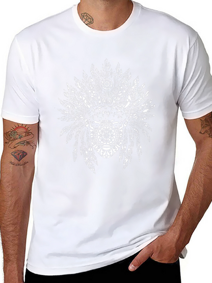 Tribal Headdress Graphic Tee - Black Cotton Blend