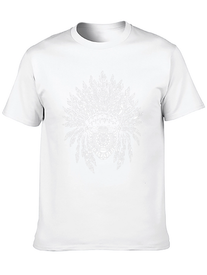 Tribal Headdress Graphic Tee - Black Cotton Blend