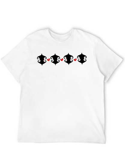 Heart Accent Graphic Black Crew Neck T-Shirt
