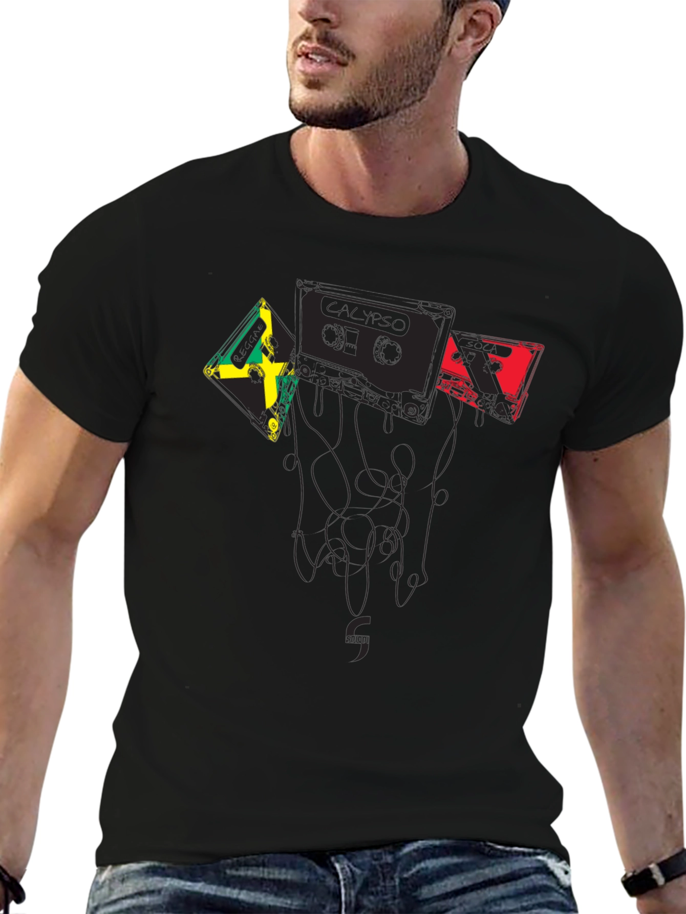 Reggae Music Cassette Tape Graphic Tee - Black