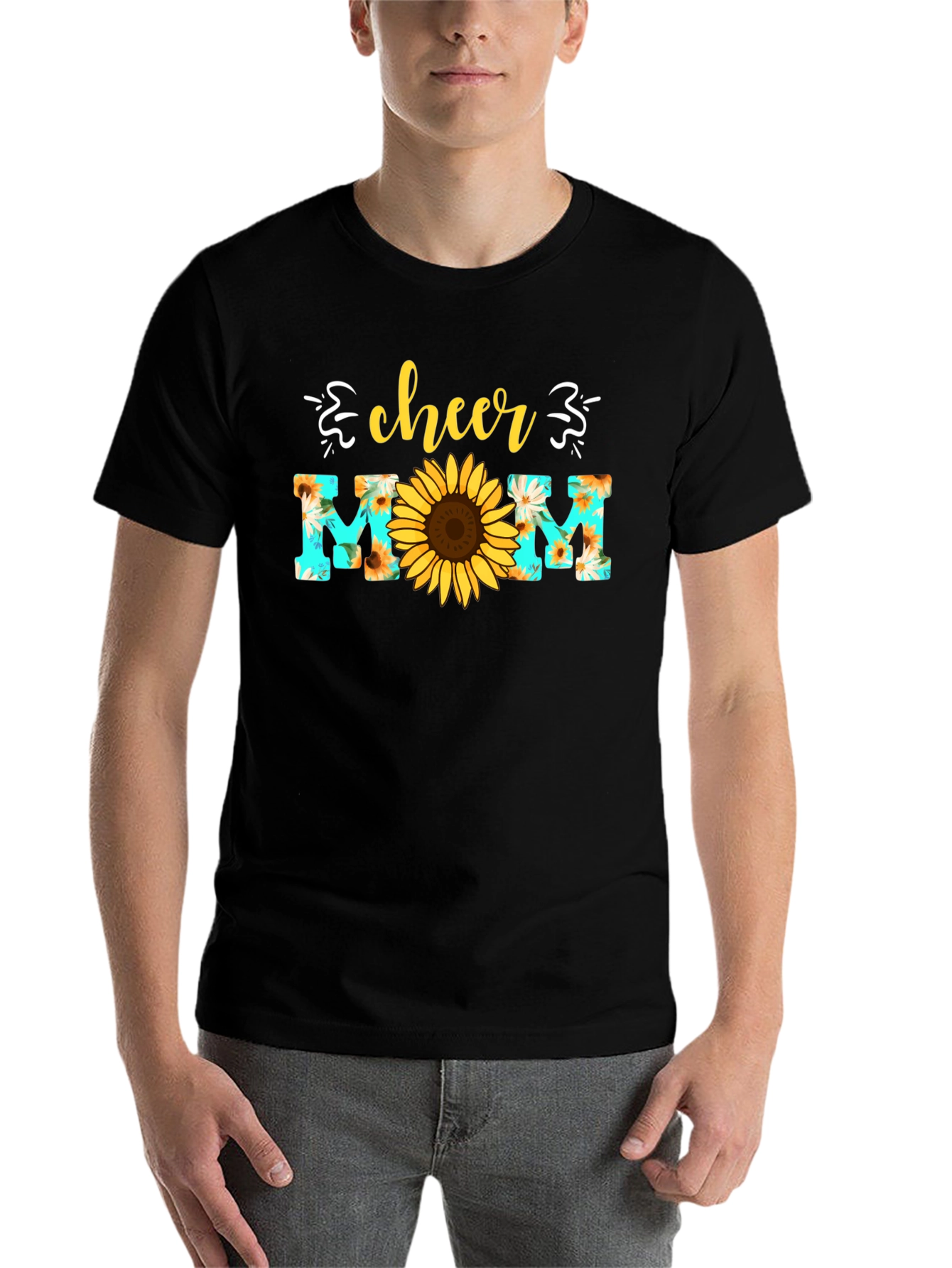 Cheer Mom Sunflower Graphic T-Shirt