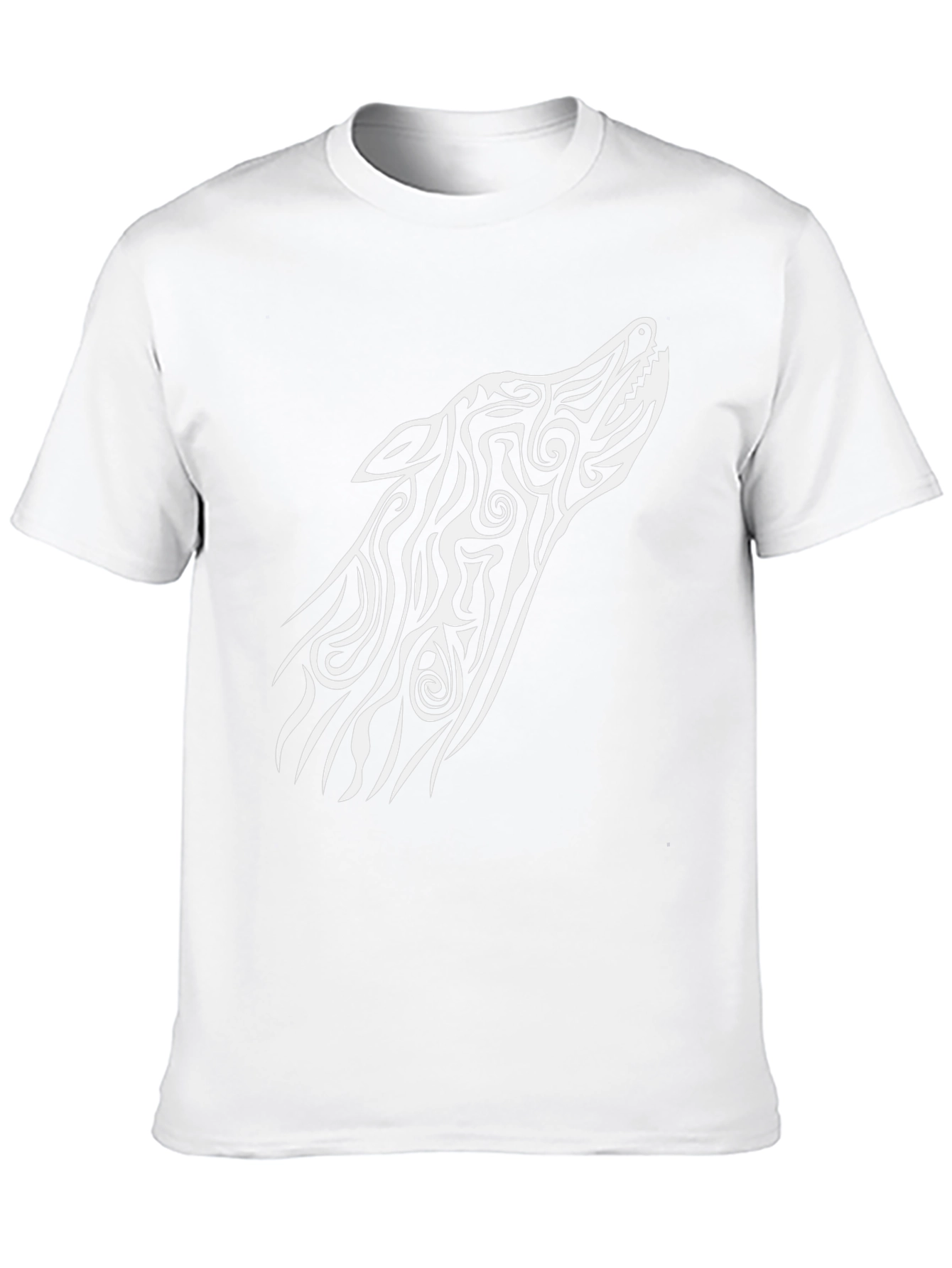 Tribal Wolf Graphic Tee - Black Cotton Blend