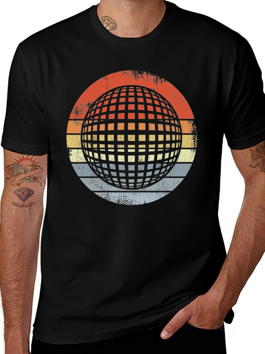 Retro Globe Graphic T-Shirt - Mens Black Tee
