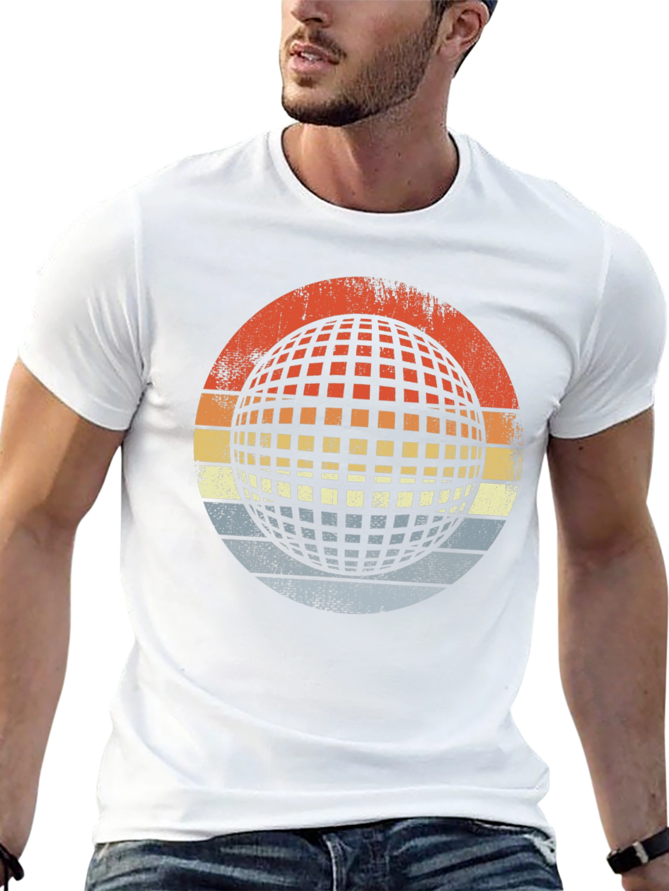 Retro Globe Graphic T-Shirt - Mens Black Tee