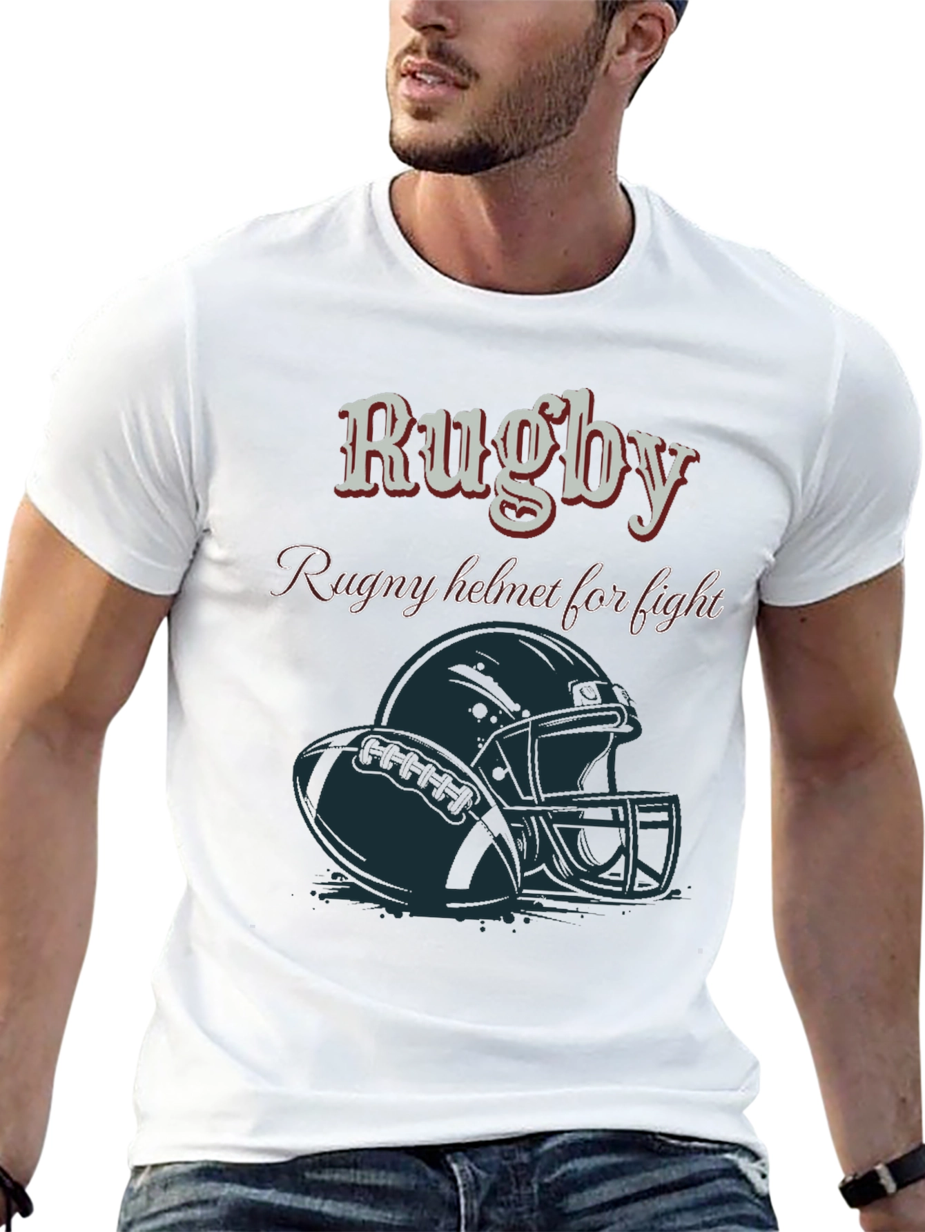 Rugby Helmet T-Shirt - Fight Design