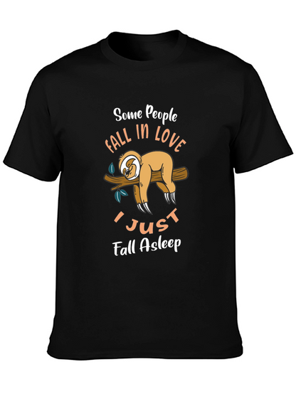 Funny Sloth Graphic T-Shirt - Fall Asleep Tee