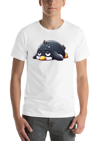 Sad Penguin Graphic Tee - Black Cotton Blend
