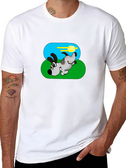 Cartoon Dog Graphic Black Tee