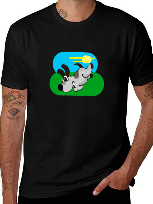 Cartoon Dog Graphic Black Tee