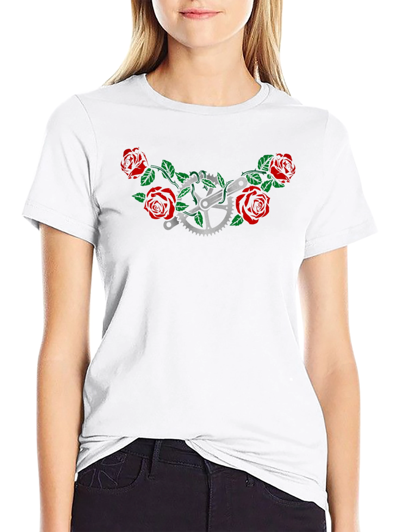 Rose Bike T-Shirt - Floral Cycling Graphic Tee