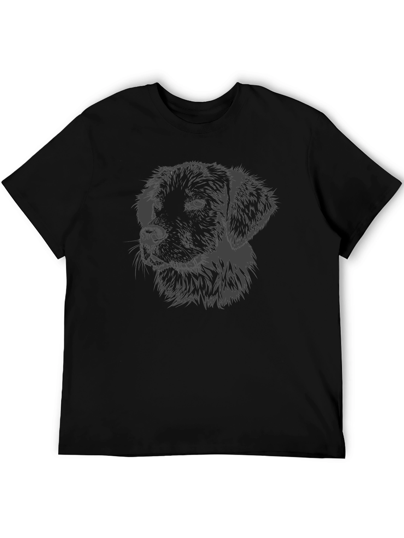 Dog Portrait Graphic Print Black T-Shirt