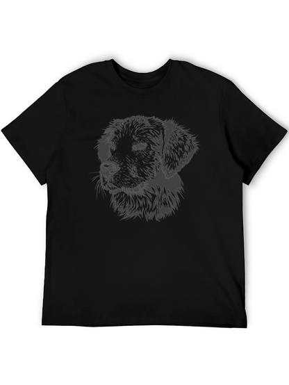Dog Portrait Graphic Print Black T-Shirt