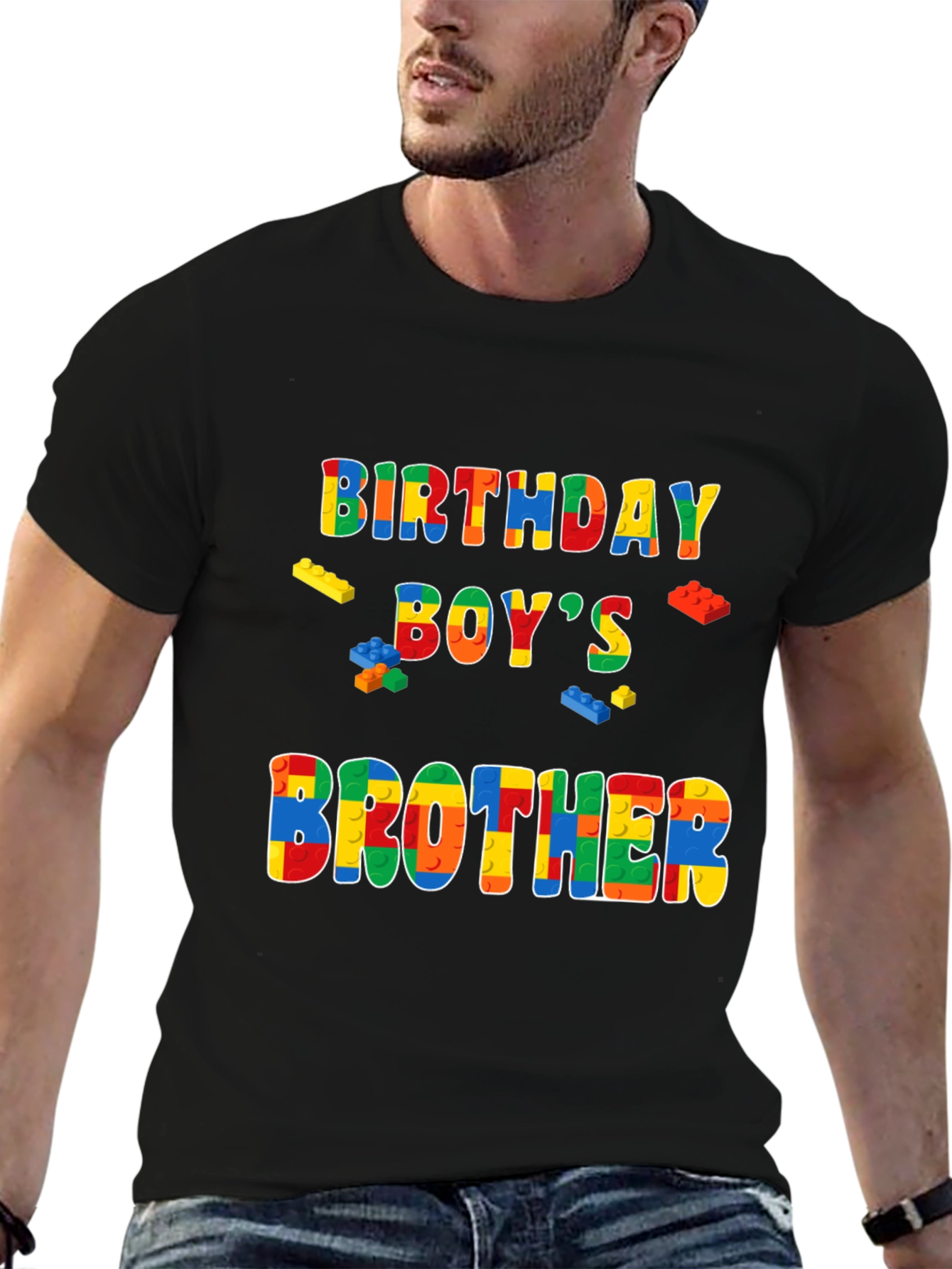 Birthday Boys Brother T-Shirt Lego Block Style
