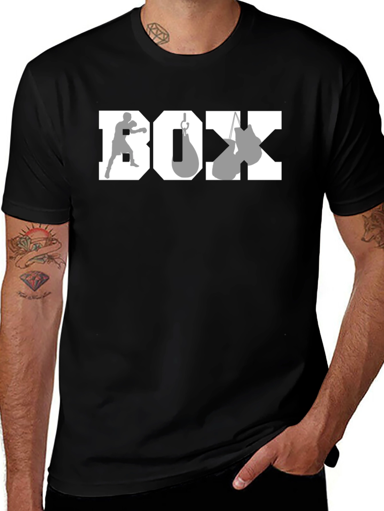 Boxing Graphic Tee - Black Cotton Boxer T-Shirt