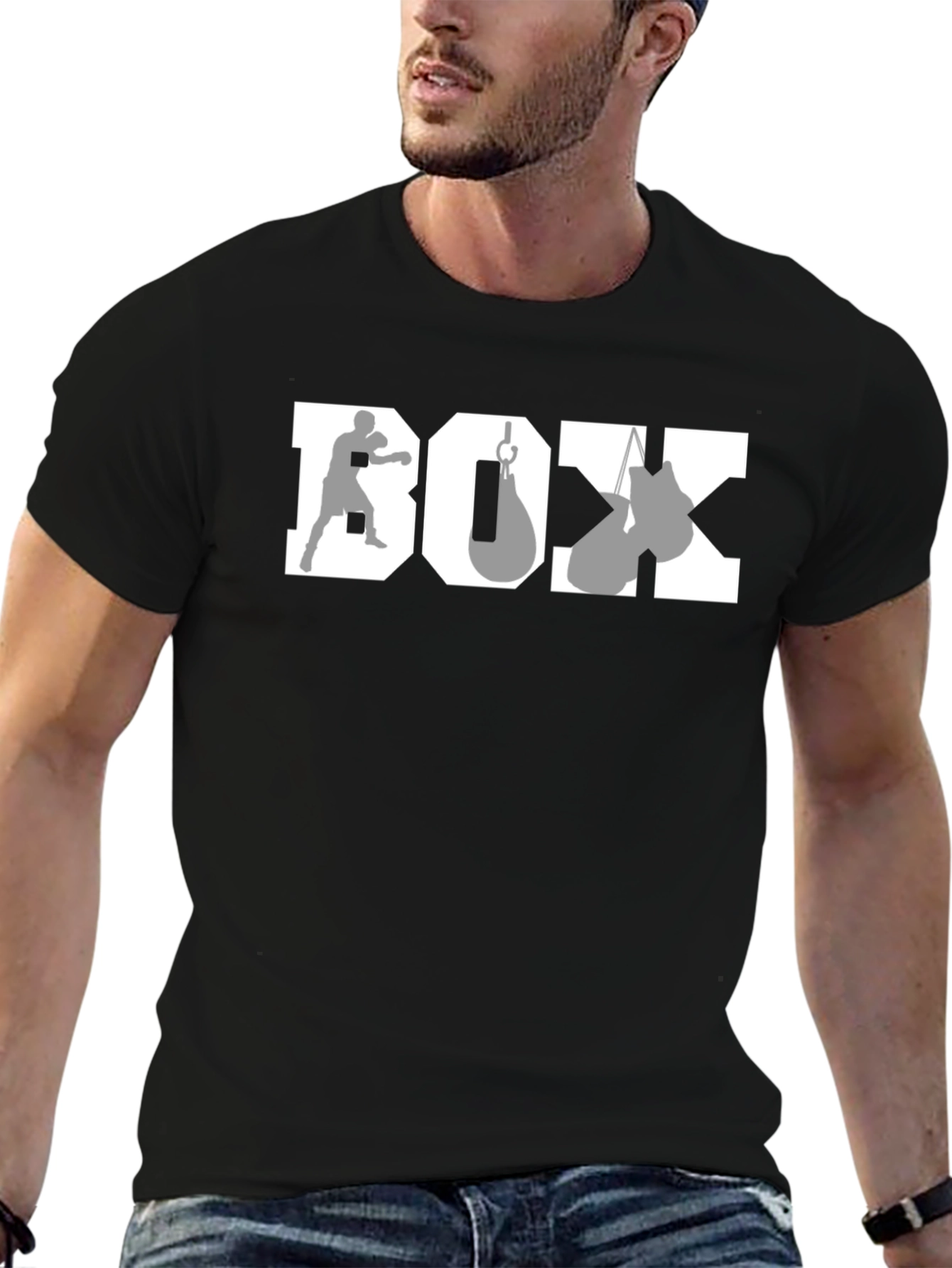 Boxing Graphic Tee - Black Cotton Boxer T-Shirt