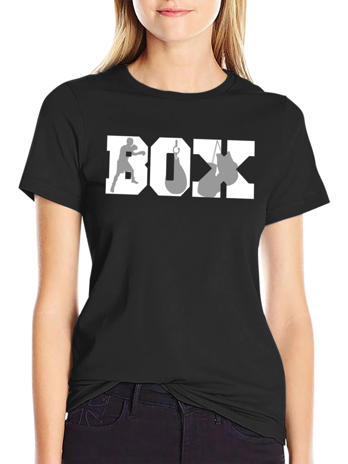Boxing Graphic Tee - Black Cotton Boxer T-Shirt