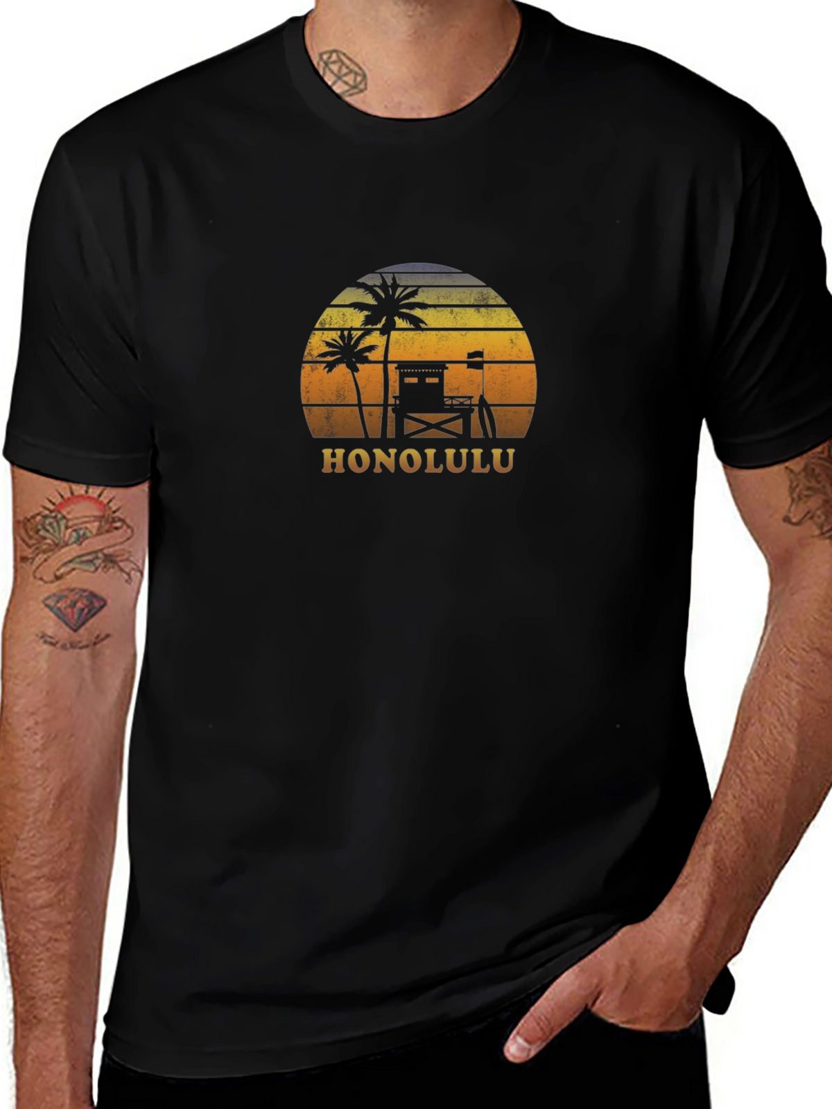 Honolulu Retro Sunset T-Shirt