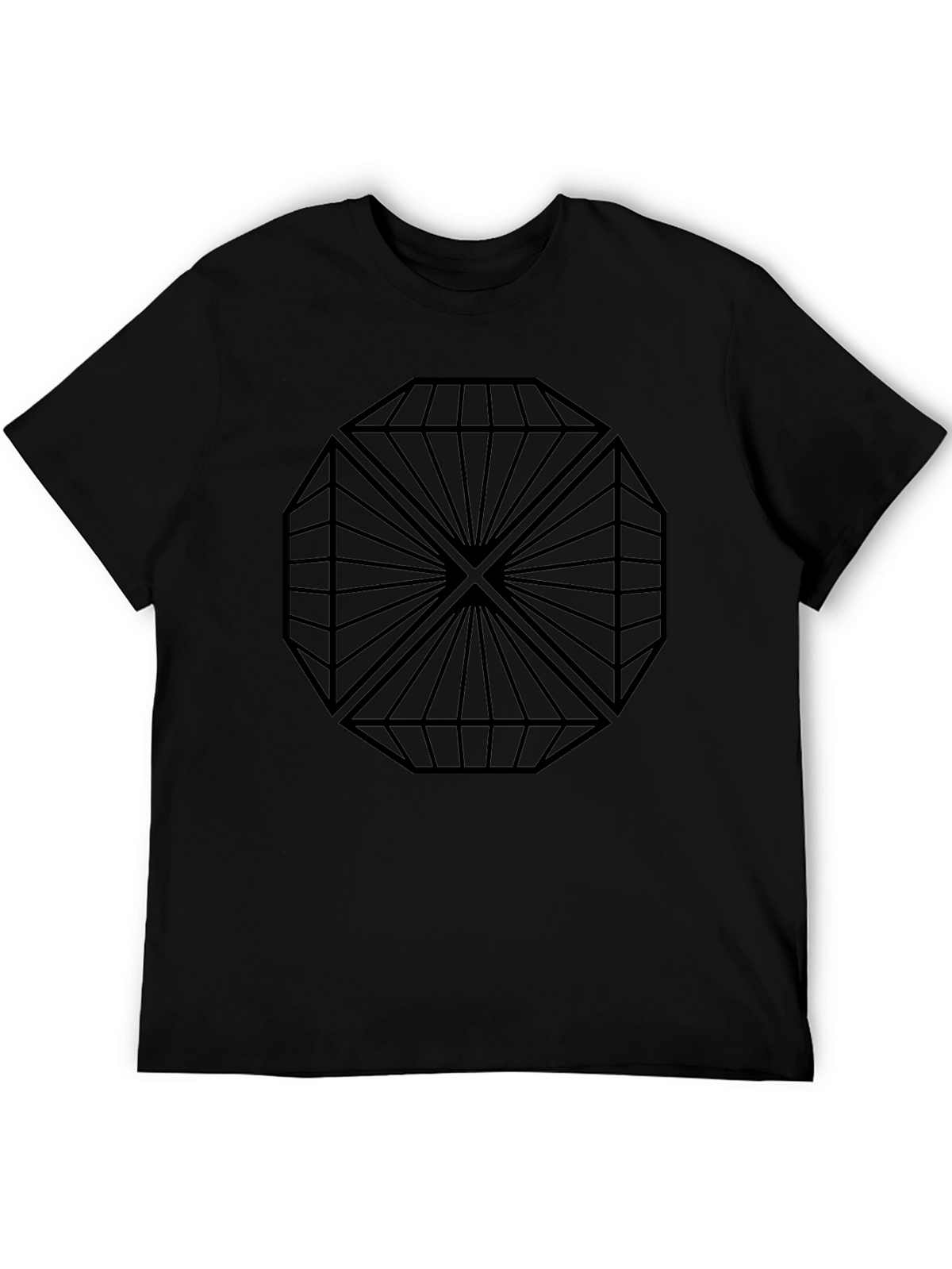 Geometric Diamond Design Black T-Shirt