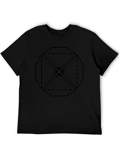 Geometric Diamond Design Black T-Shirt