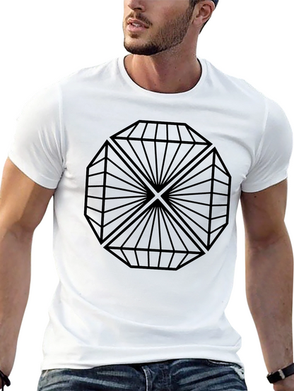 Geometric Diamond Design Black T-Shirt