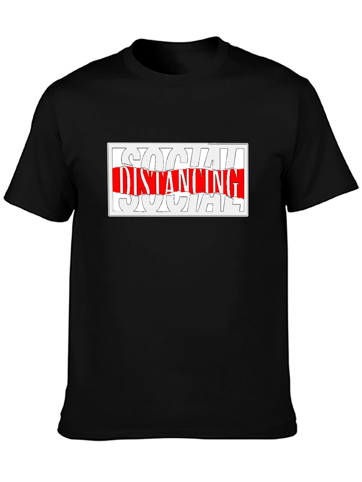 Social Distancing Graphic Tee - Black Crew Neck
