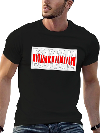 Social Distancing Graphic Tee - Black Crew Neck