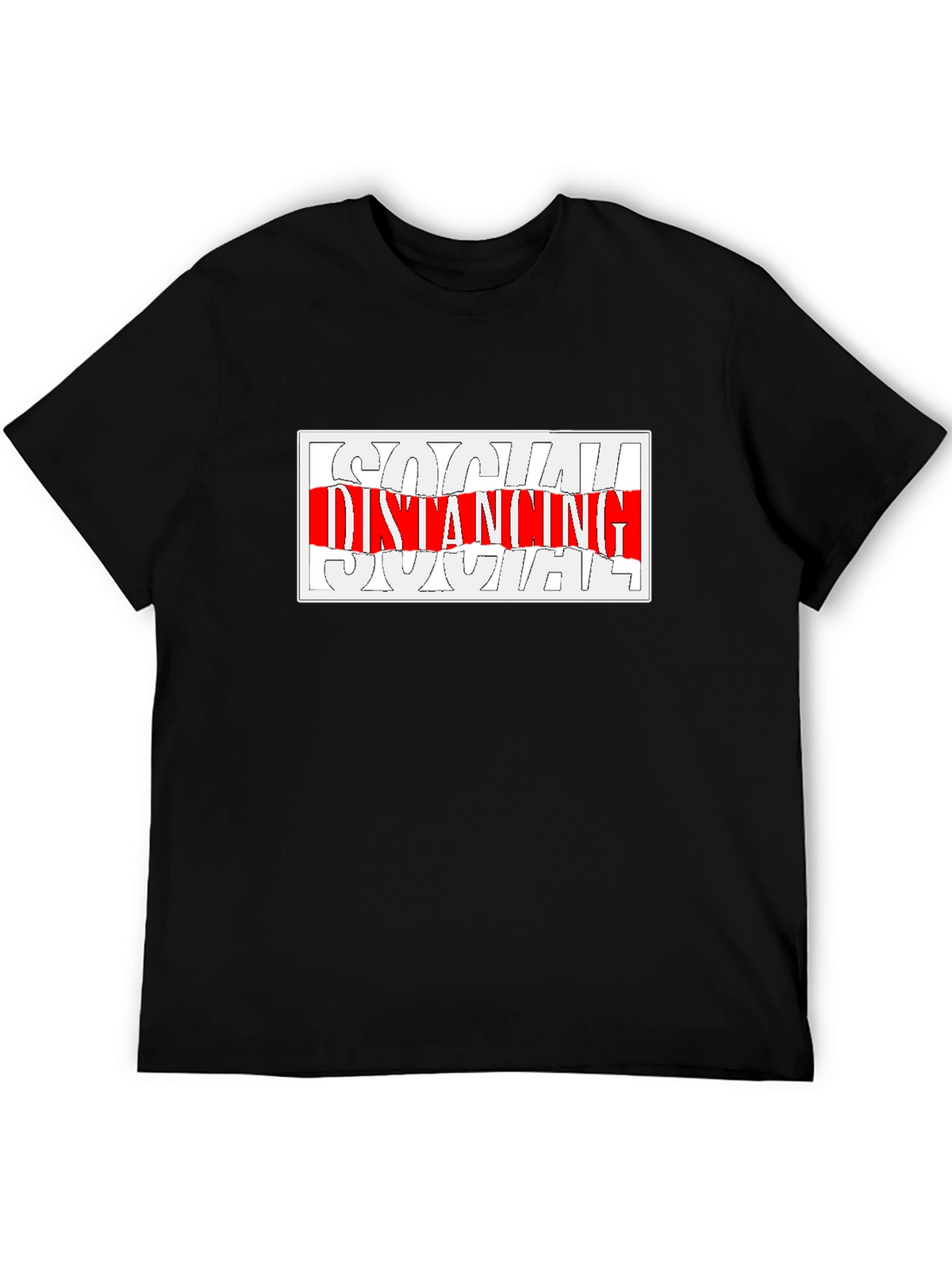 Social Distancing Graphic Tee - Black Crew Neck