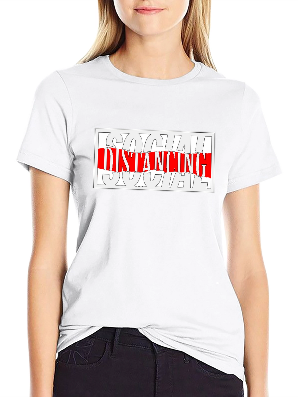 Social Distancing Graphic Tee - Black Crew Neck