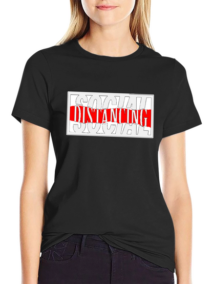 Social Distancing Graphic Tee - Black Crew Neck